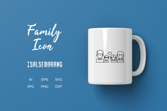 Family Icon Dad Mom Child Line Black Graphics and Icons Review