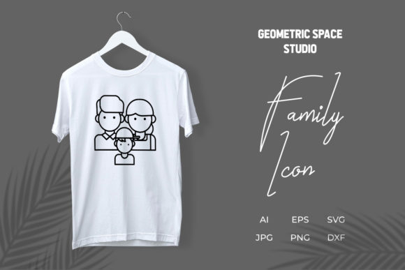 Family Icon Mom Dad Son Outline Black Graphics and Icons