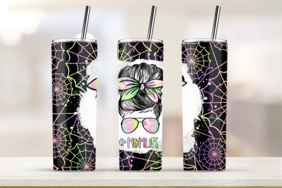 Mom Life Spiderweb Halloween 20oz Skinny Graphics and Print Templates