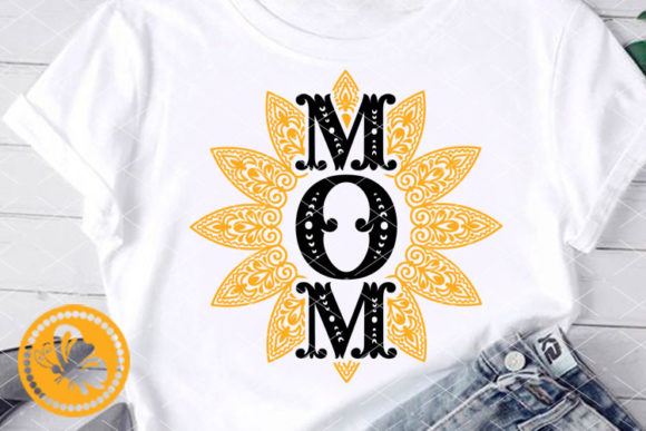 Sunflower MOM Sign Mandala Zentangle Art Graphics and Illustrations